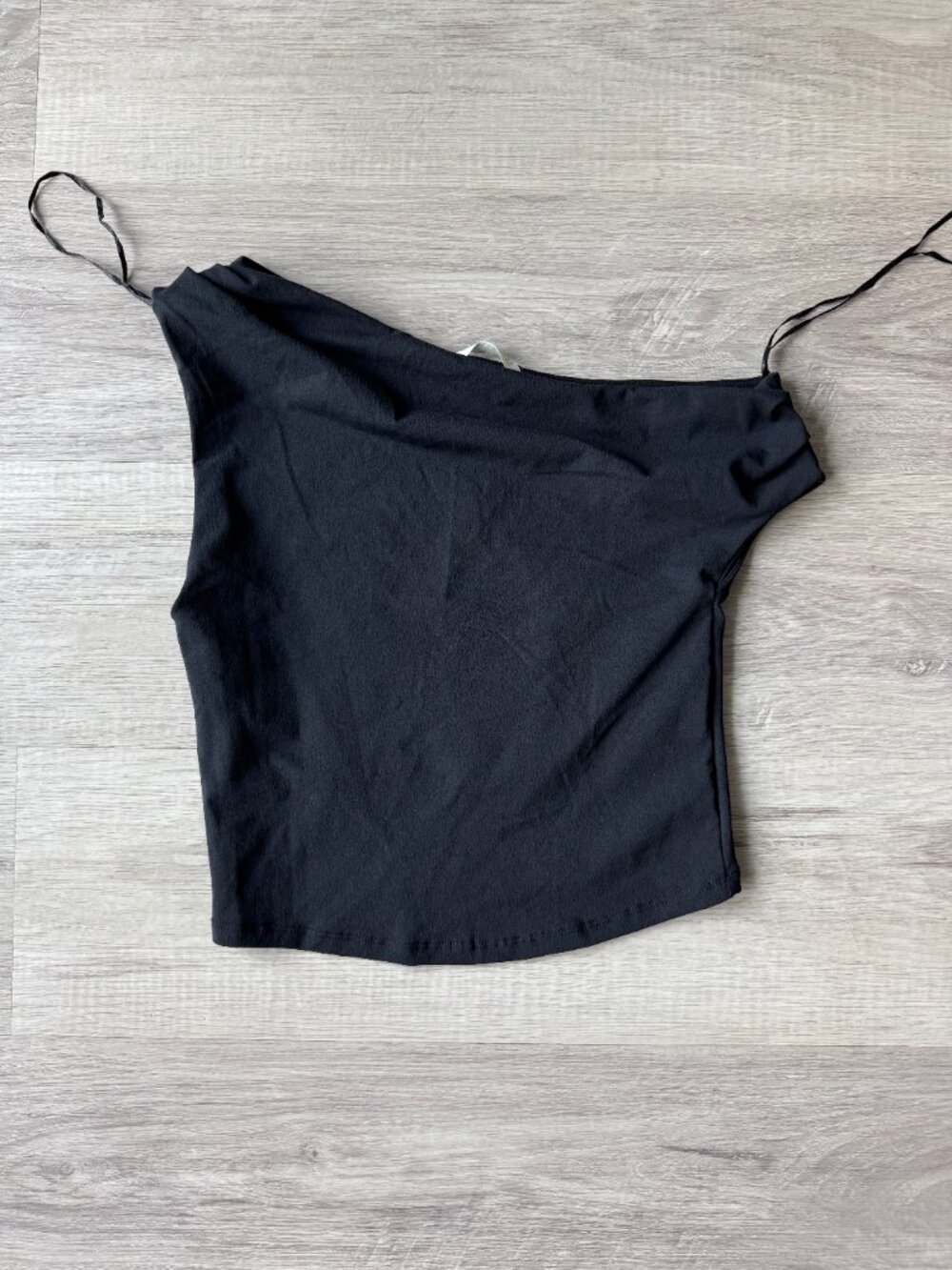 Zara Black Off-Shoulder Crop Top • Draped Neckline • Size M NWOT